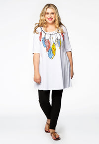Tunic wide bottom feathers - white - #1