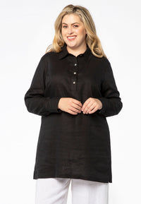 Shirt polo collar LINEN - black - #2