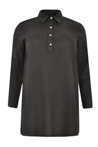 Shirt polo collar LINEN - black - #4