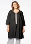 Tunic beaded placket LINEN - black