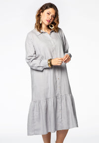Dress frill bottom LINEN - grey - #1