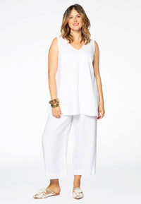 Singlet double v-neck LINEN - white - #1