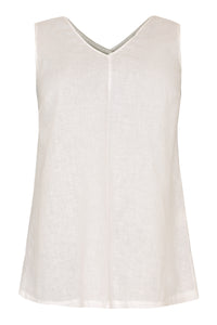 Singlet double v-neck LINEN - white - #4