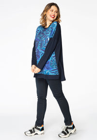 Shirt wide LEAVES - blue - #1