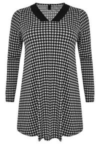 Tunic wide bottom pied de poule dolce - black - #3