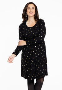 Dress A-line FEATHER - black - #2