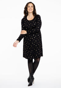 Dress A-line FEATHER - black - #1