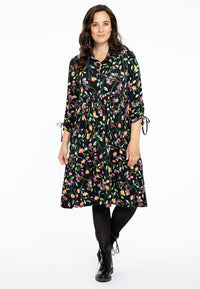 Dress ruffled FLEUR - black - #1