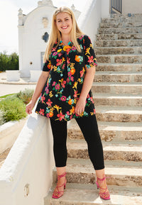 Tunic wide bottom BLOOMY - black - #5