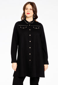 Blouse with studs INTERLOCK - black - #2