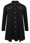 Blouse with studs INTERLOCK - black - #4