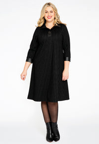 Dress A-line PINSTRIPE - black - #1