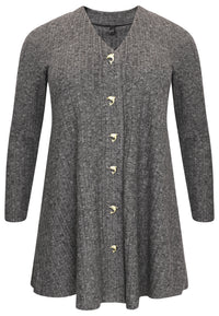 Cardigan with buttons RIB - grey - #4