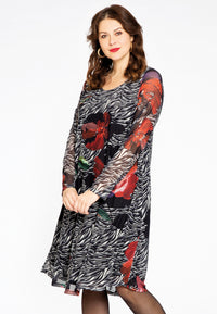 Dress A-line PAINTED - black - #2