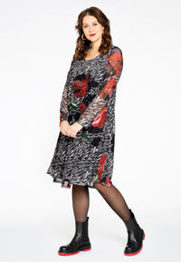 Dress A-line PAINTED - black - #1