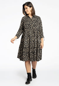 Dress ruffled STONES - black - #1
