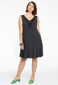 Dress lace neckline POLKADOT - black - #1