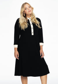 Dress contrast collar DIAGONAL - black - #1