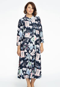 Blouse-dress STAMPS - blue - #1