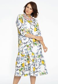 Dress ruffled bottom LEMON - white - #1