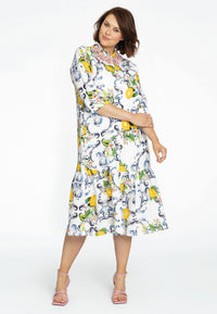 Dress ruffled bottom LEMON - white - #2