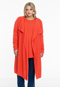 Cardigan drape neck cashmere - orange - #1