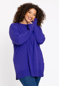 Pullover with slits Woolmix - purple - #1