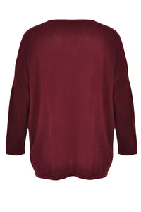 Pullover wide V-neck - red - #3