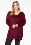 Pullover wide V-neck - red - #1