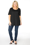 Tunic flare short sl cotton - Noir