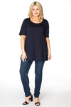 Tunic flare short sl cotton - bleu