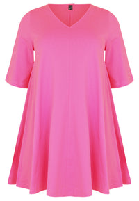 Tunic Swing short sleeve COTTON - pink - #4