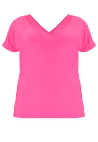 T-shirt double col en V DOLCET-shirt v-neck DOLCE - pink - #4