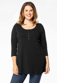 Tunic flare fit buttons COTTON - black - #1