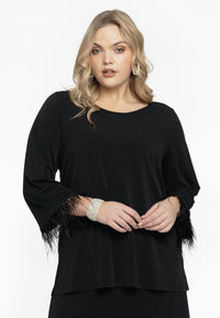 Shirt A-line with feathers DOLCE - black - #2