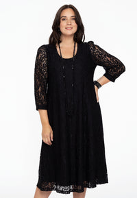 Dress A-line LACE - black - #1