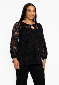 Tunic puff sleeve LACE - black - #1