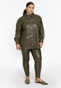 Blouse FAUX LEATHER - light green - #2