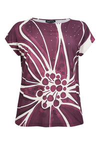 Shirt sleeveless FLORAL MERLOT - dark red - #5