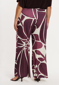 Trousers loose FLORAL MERLOT - dark red - #6