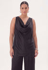 Débardeur col cascade satin - Noir