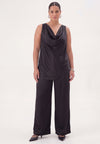 Débardeur col cascade satin - Noir