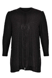 Jacket all over beaded silk - black - #4