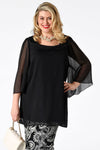 Blouse wide sleeves voile UNI - black - #1