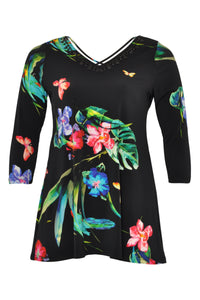 Shirt flare beaded v CHIARA - black - #4