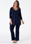 Shirt flare beaded v-neck DOLCE - blue - #1