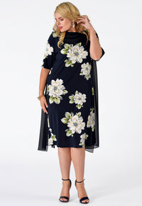 Dress drape neckline CAMELLIA - blue - #1