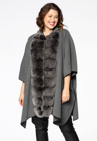 Poncho fur collar - grey - #2
