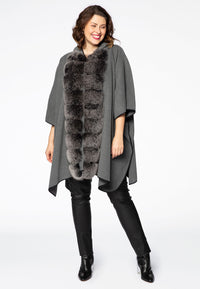 Poncho fur collar - grey - #1