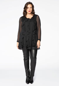 Tunic voile frills - black - #1